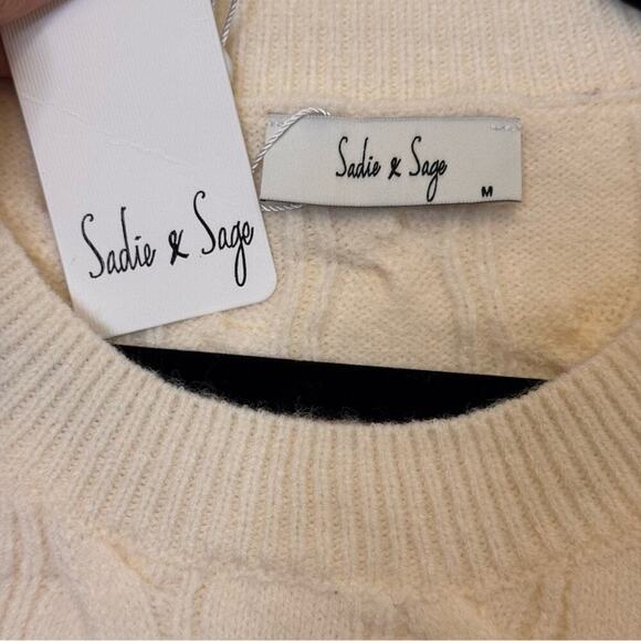 Sadie & Sage Cream Knit Crew Neck Sweater - Picture 2 of 3
